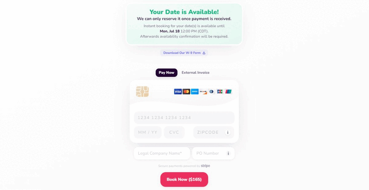 a gif of the final screen where you make the payment