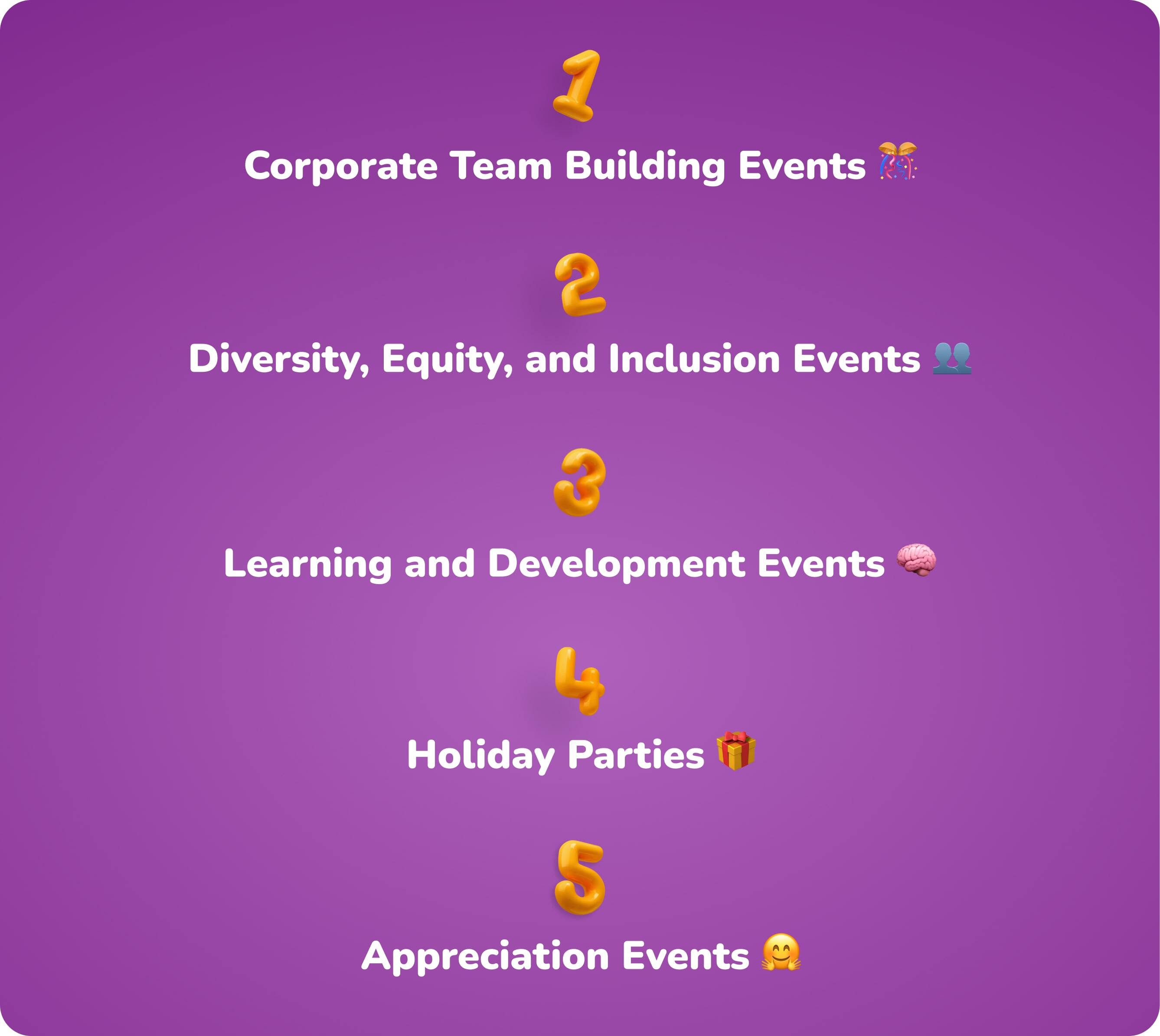 5 main types of corporate events