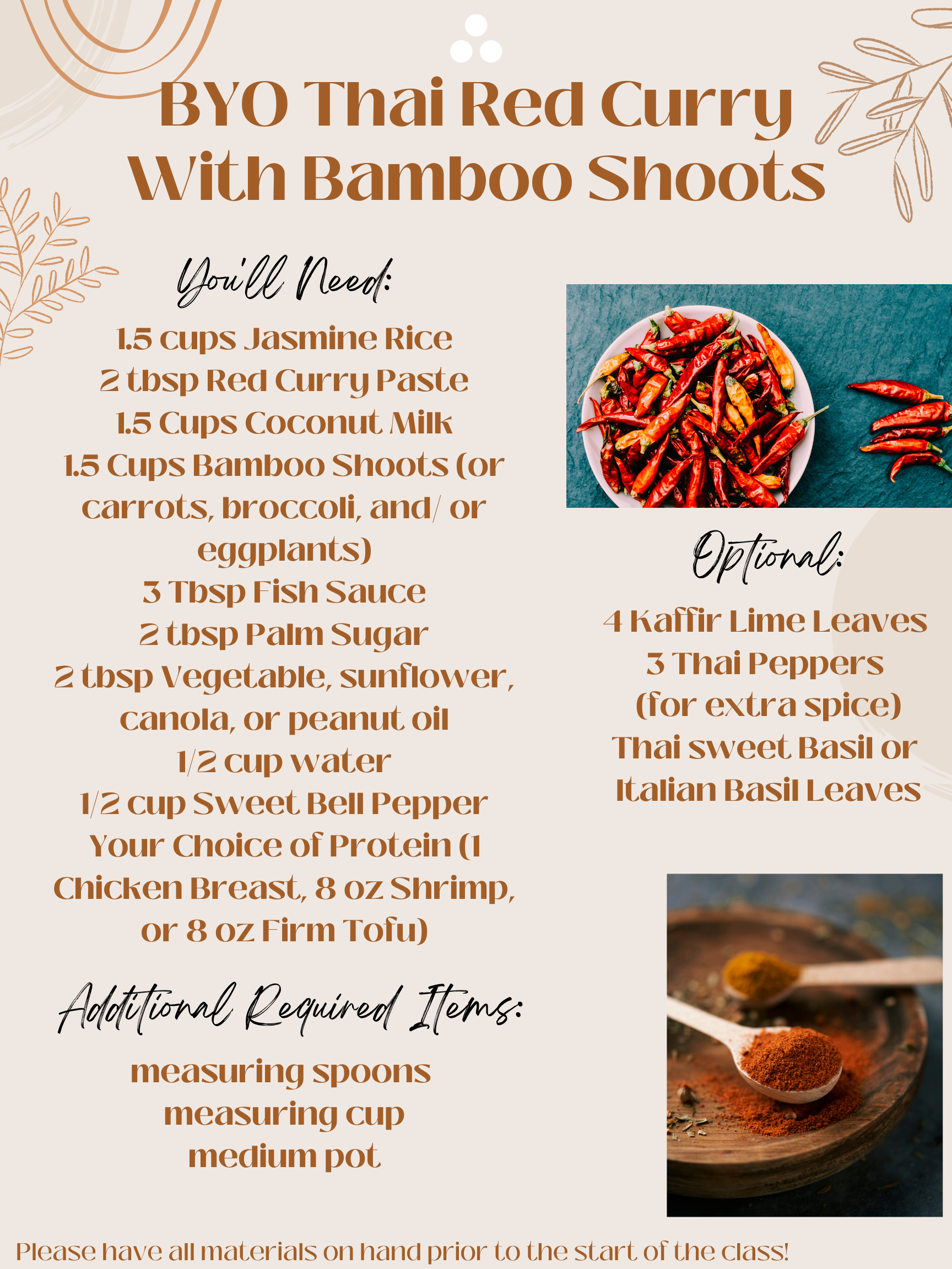 BYO Thai Red Curry Prep List