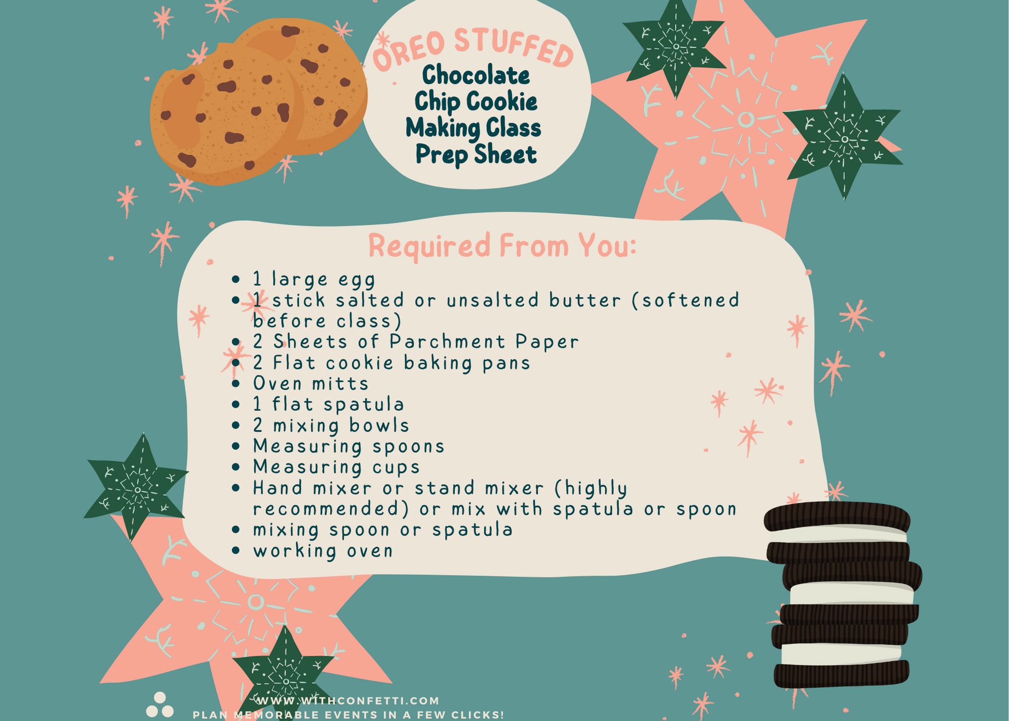 Oreo Stuffed Cookies Prep List