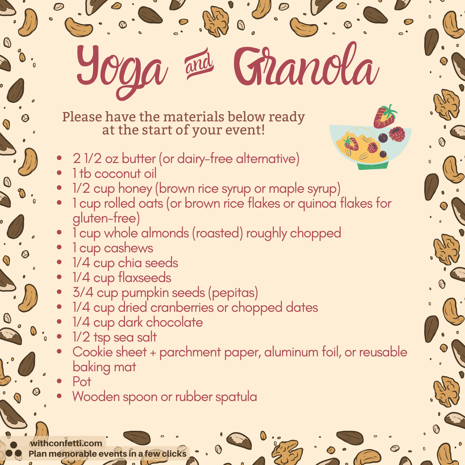 Granola Prep List