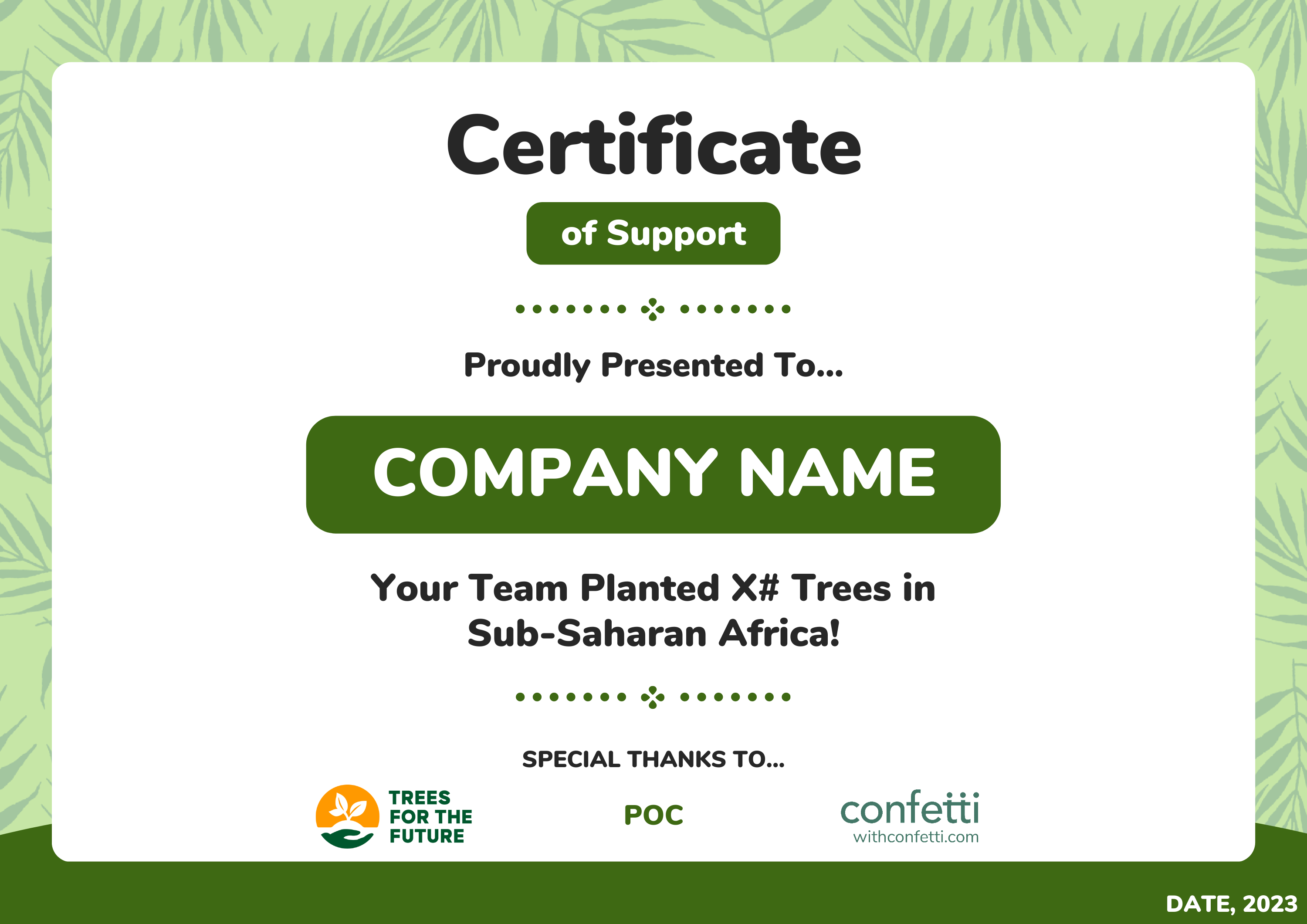 Plant a Tree Donation Certificate