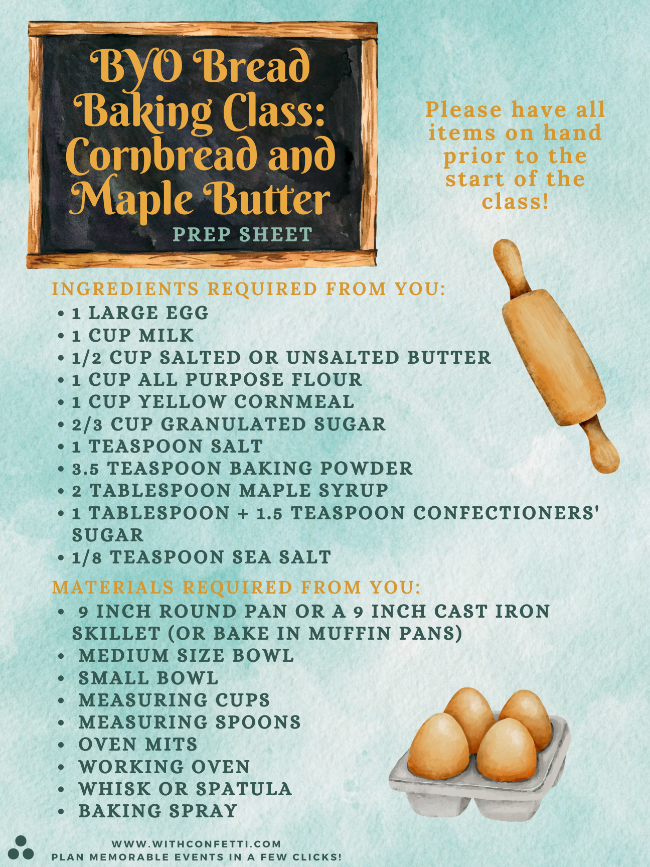 BYO Cornbread Prep List