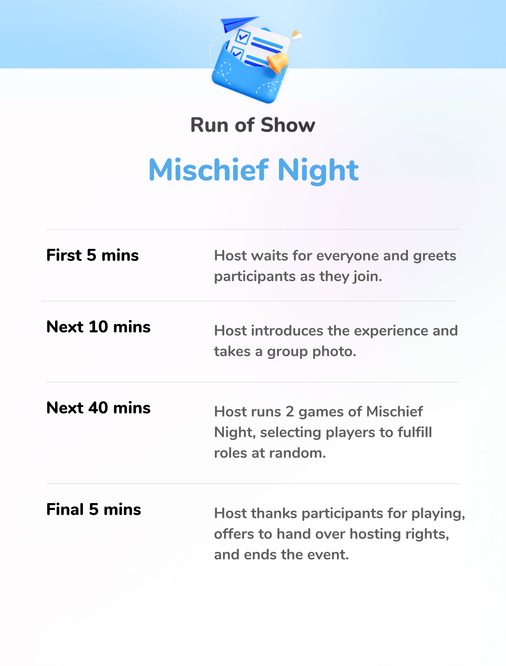 Mischief Night - Run of Show