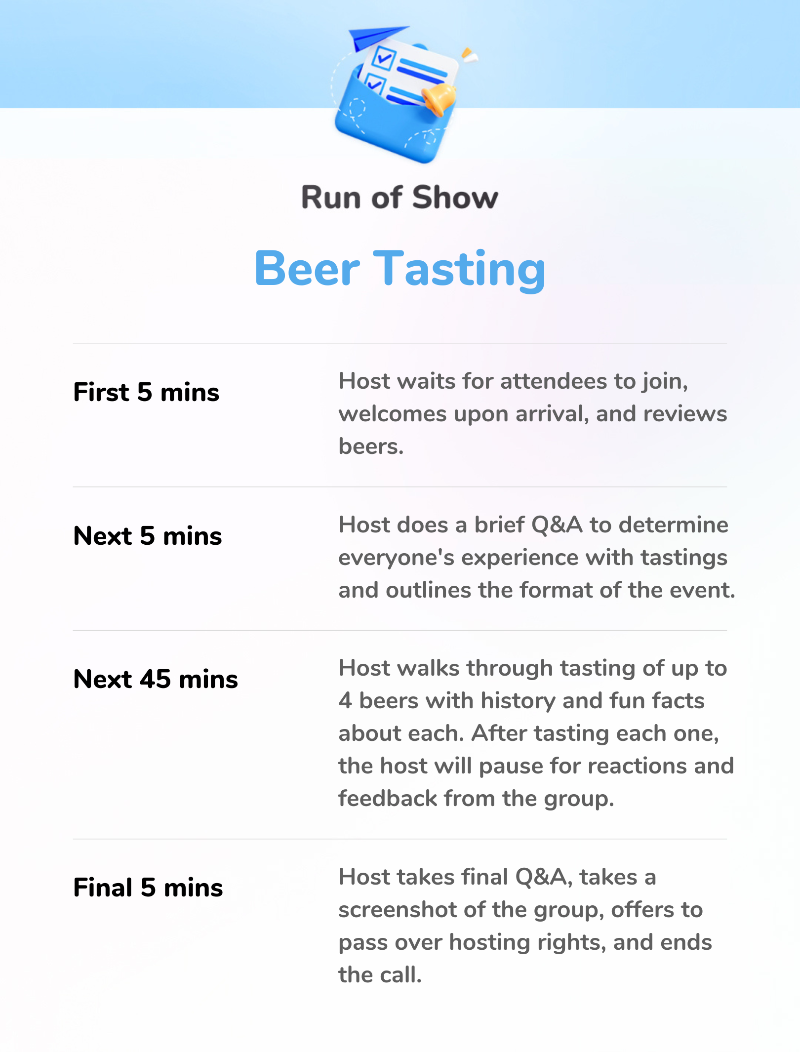 Beer Tasting - Run of Show 