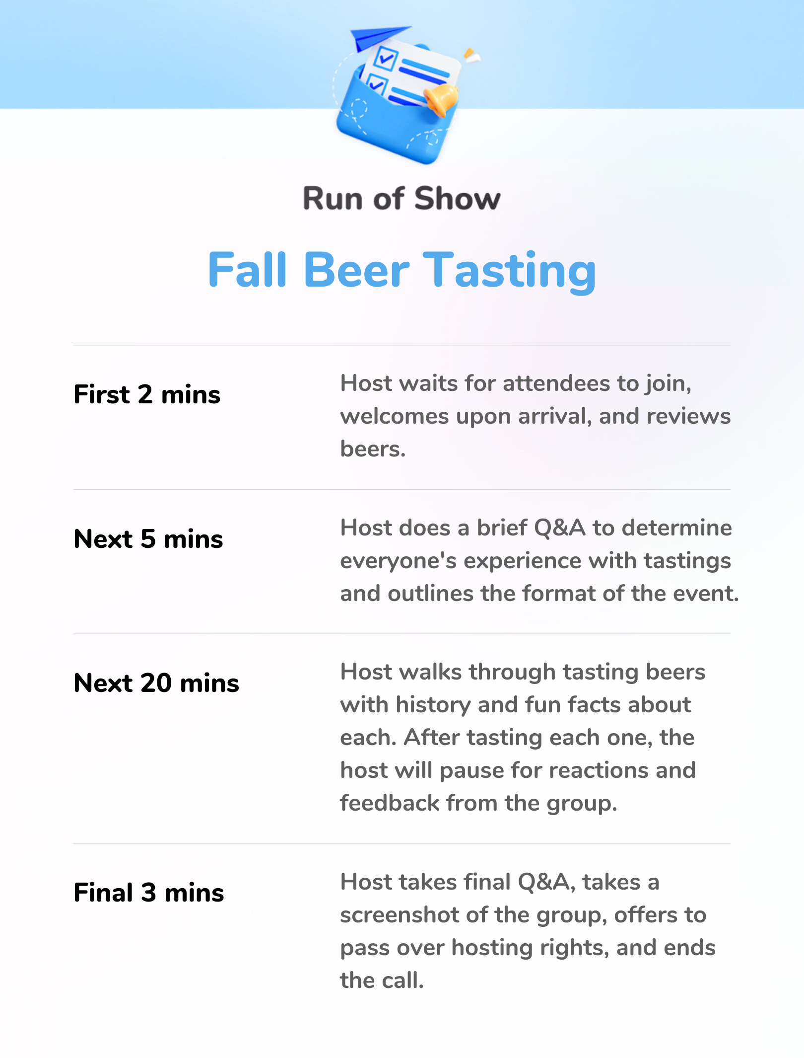 Shortened Fall Beer Tasting - Run of Show 