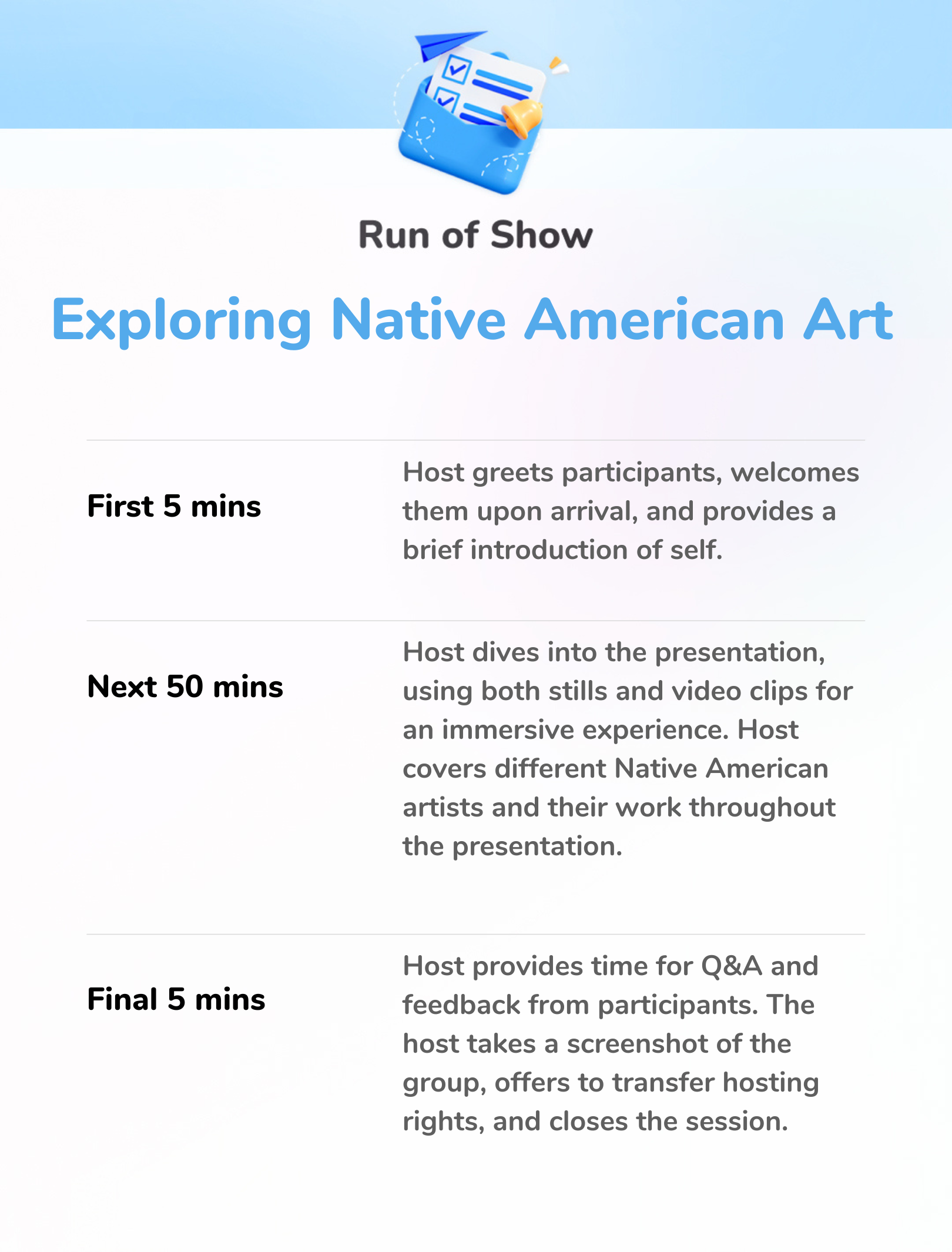 Exploring Native American Art - Run of Show