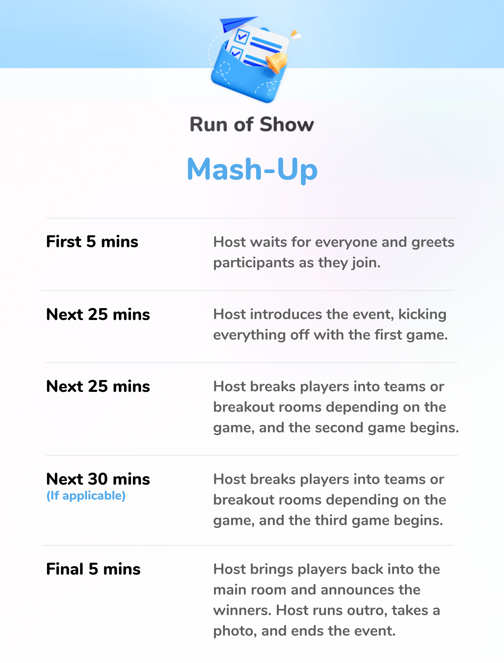 Mash-Up - Run of Show